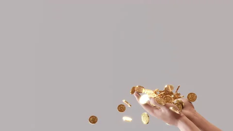 Human Holding Bitcoin on White Background Stock Footage 169184306