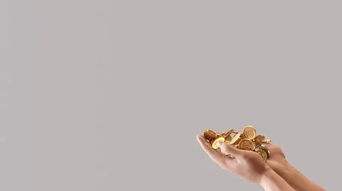 Human Holding Bitcoin on White Background Stock Illustration