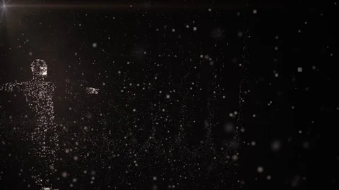 Human hologram 3D animation of particles Stock Footage 106828792