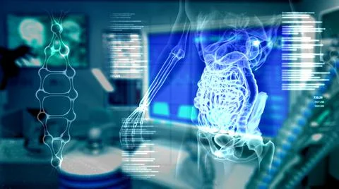 Human human digestive system hi-tech medical curing . cg abstract 3D rendering Stock Illustration