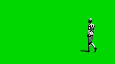 Human I-Robot walk by - seperated on green screen Video stock 33741302