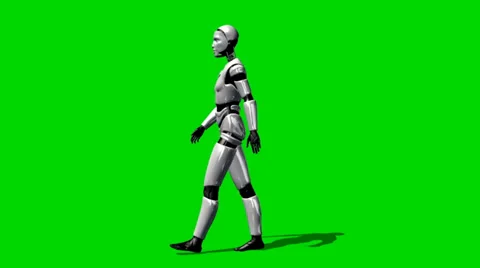 Human I-Robot walk - seperated on green screen 스톡 동영상 33741345