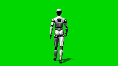 Human I-Robot walk - seperated on green screen Stock Footage 33741358