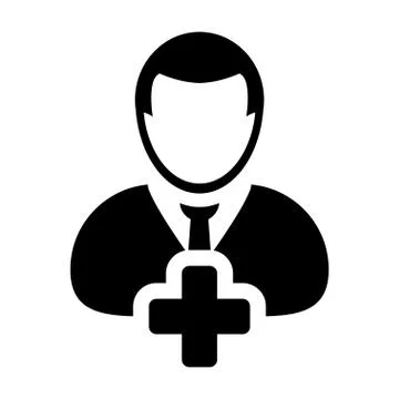 Human Icon - Add User, Man, Person, Profile Glyph Vector Stock Illustration