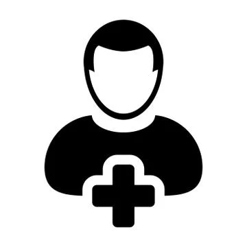 Human Icon - Add User, Man, Person, Profile Glyph Vector Stock Illustration