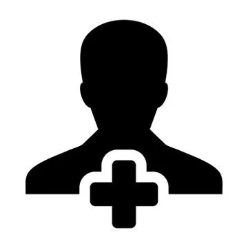 Human Icon - Add User, Man, Person, Profile Glyph Vector Stock-Illustration