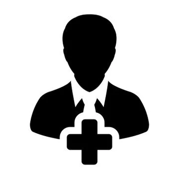 Human Icon - Add User, Man, Person, Profile Glyph Vector Stock Illustration