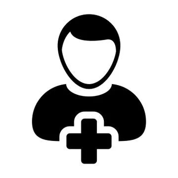 Human Icon - Add User, Man, Person, Profile Glyph Vector Stock-Illustration