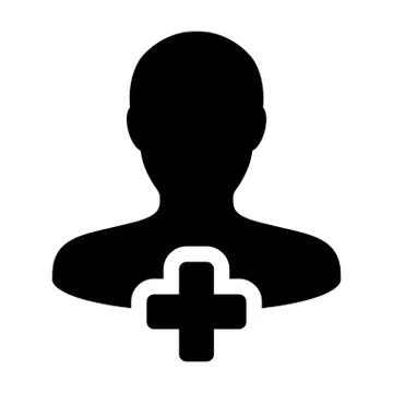 Human Icon - Add User, Man, Person, Profile Glyph Vector Stock-Illustration