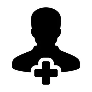 Human Icon - Add User, Man, Person, Profile Glyph Vector Stock Illustration