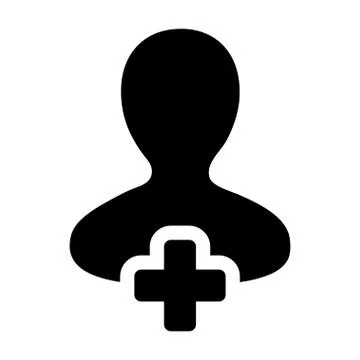 Human Icon - Add User, Man, Person, Profile Glyph Vector Illustrazione stock