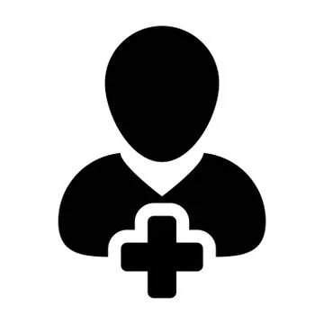 Human Icon - Add User, Man, Person, Profile Glyph Vector Illustrazione stock