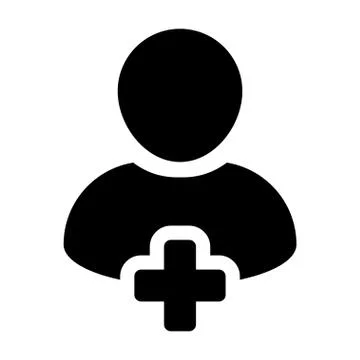 Human Icon - Add User, Man, Person, Profile Glyph Vector Illustrazione stock