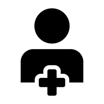 Human Icon - Add User, Man, Person, Profile Glyph Vector Stock Illustration