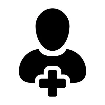 Human Icon - Add User, Man, Person, Profile Glyph Vector Stock Illustration