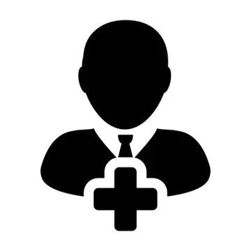 Human Icon - Add User, Man, Person, Profile Glyph Vector Illustrazione stock