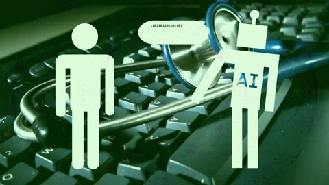 Human icon showing AI joining bubbles shifting icons fading ending keys and Stock Footage 334881800