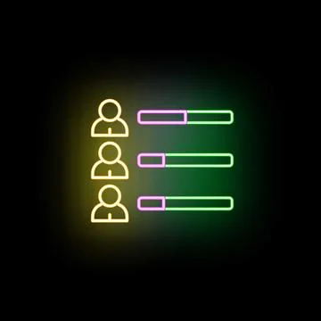 Human icons with glowing neon progress bars Stock Illustration