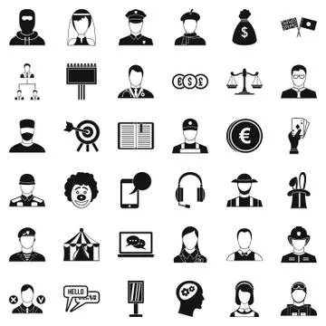 Human icons set, simple style Illustrazione stock