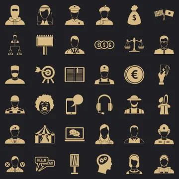 Human icons set, simple style Illustrazione stock