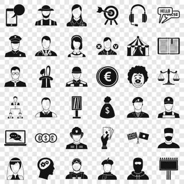 Human icons set, simple style Illustrazione stock