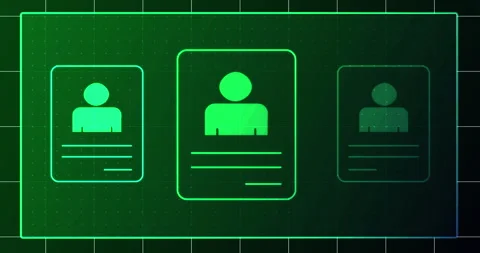Human identification card illustration animated against dotted grid rectangle 4K Stock Footage 334518890