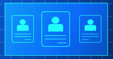 Human identification card illustration animated against dotted grid rectangle 4K Stock Footage 334518944