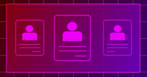 Human identification card illustration animated against dotted grid rectangle 4K Stock Footage 334519056