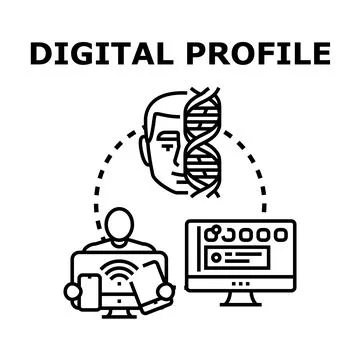 Human identity and dna shaping digital profile Stock Illustration