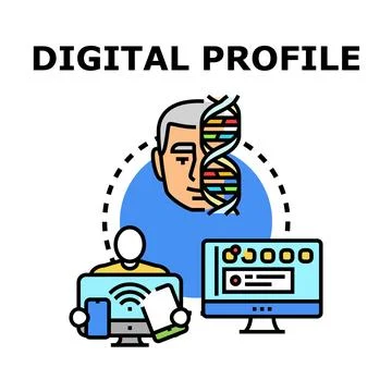 Human identity and dna shaping digital profile 库存插图