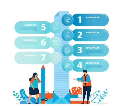 Human illustration and infographic design for business options, steps in lear Stock Illustration