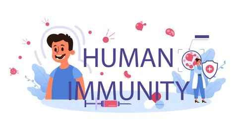 Human immunity typographic header. Idea of professional immunologist care, Stock Illustration