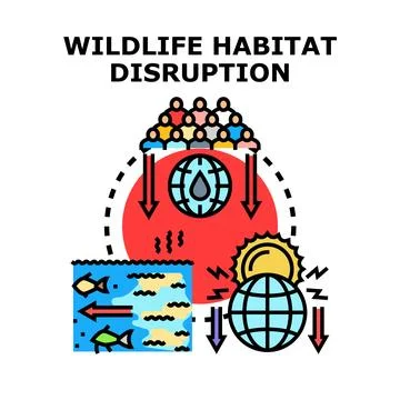 Human impact causing wildlife habitat disruption vector concept Stock Illustration