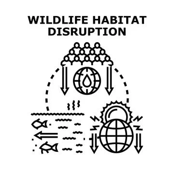 Human impact causing wildlife habitat disruption vector concept Stock Illustration