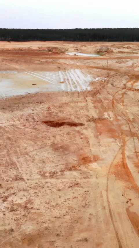 Human Impact Illustrated By Vehicle Marks. Tracks And Streaks Depict Terrain Stock Footage 346022644
