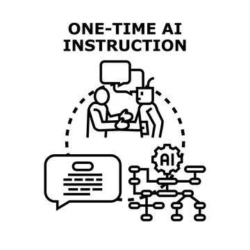 Human instructing ai generating complex algorithm solution Stock Illustration