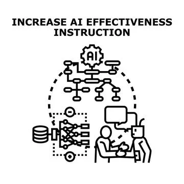 Human instructing artificial intelligence for increased effectiveness Stockillustratie