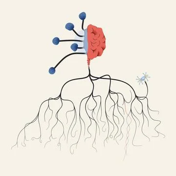 Human Intelligence and Artificial Intelligence Connection Stock Illustration