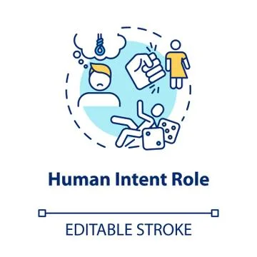Human intent role concept icon. Injury cause, traumatism psychological factor Stock Illustration