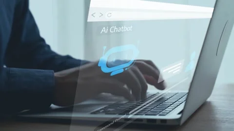 Human interact with AI artificial intelligence virtual assistant UUID Stock Footage 280870132