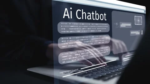 Human interact with AI artificial intelligence virtual assistant UUID Video stock 282563523