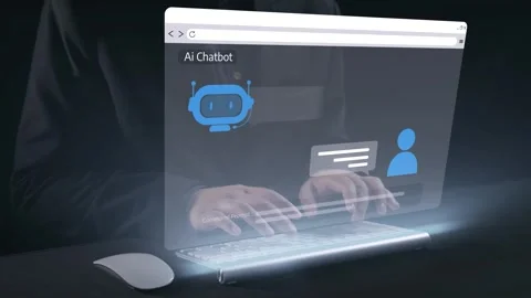 Human interact with AI artificial intelligence virtual assistant UUID Stock Footage 293533130