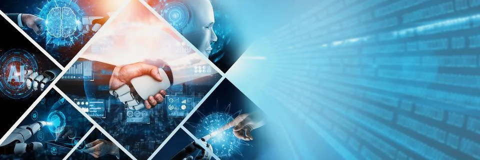 Human interact with AI artificial intelligence virtual assistant NLP robot 스톡 사진