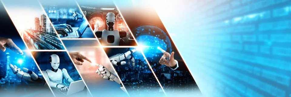 Human interact with AI artificial intelligence virtual assistant NLP robot Foto stock