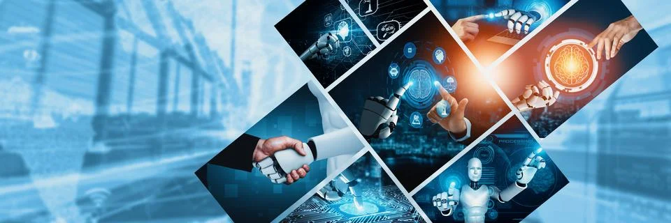 Human interact with AI artificial intelligence virtual assistant NLP robot 스톡 사진
