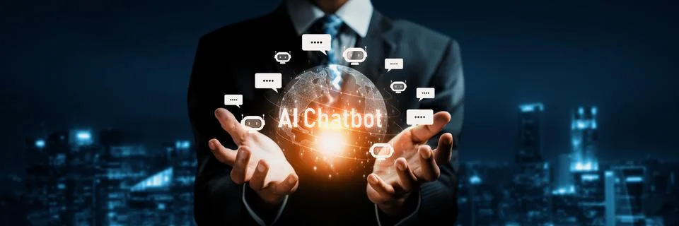 Human interact with AI artificial intelligence virtual assistant generative NLP 스톡 사진