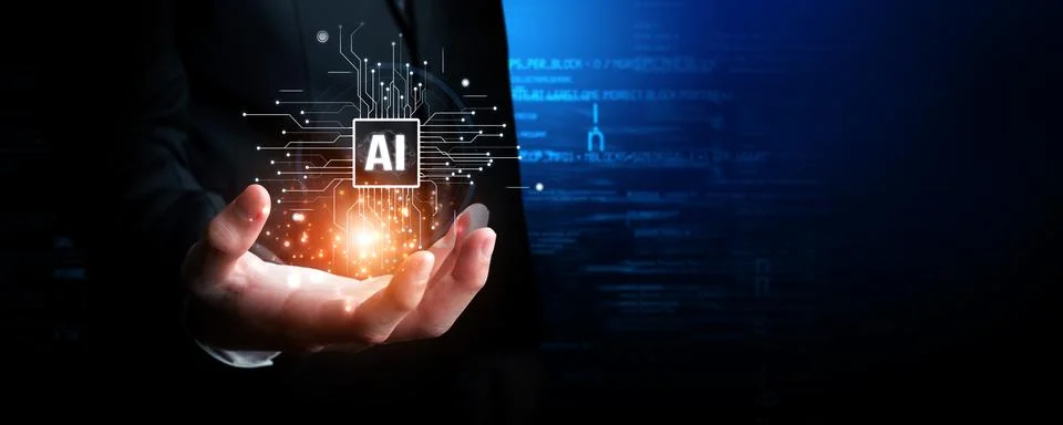 Human interact with AI artificial intelligence brain process generative AI FaaS 스톡 사진