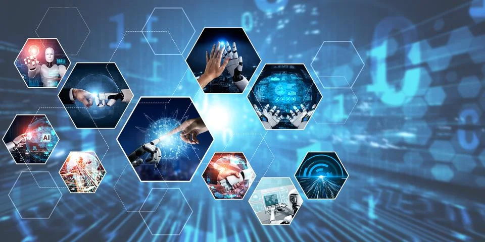 Human interact with AI artificial intelligence virtual assistant NLP robot 스톡 사진