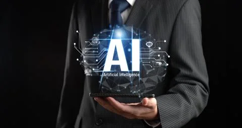 Human interact with AI artificial intelligence brain process generative AI FaaS 스톡 사진