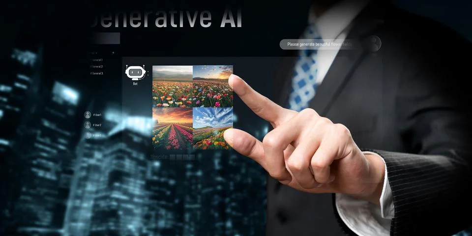Human interact with AI artificial intelligence virtual assistant FaaS Stock Photos
